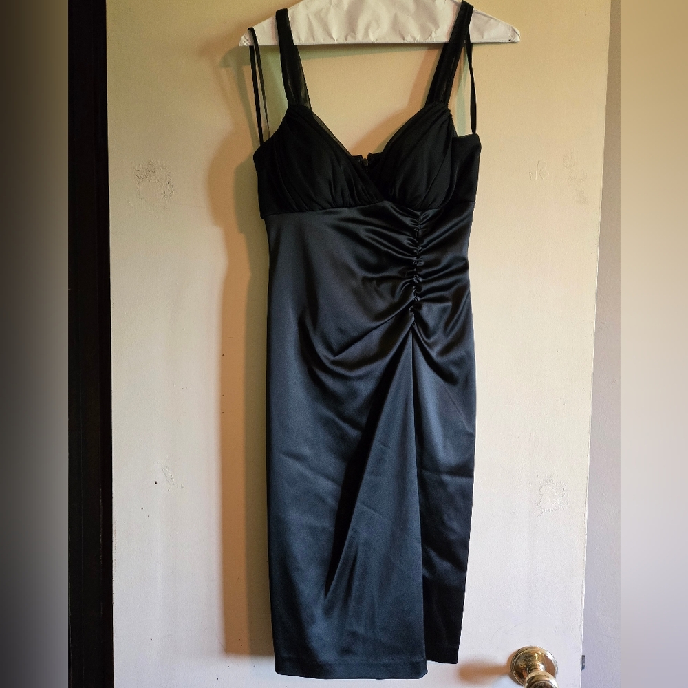 Betsy & Adam Black Ruched Sheath Dress